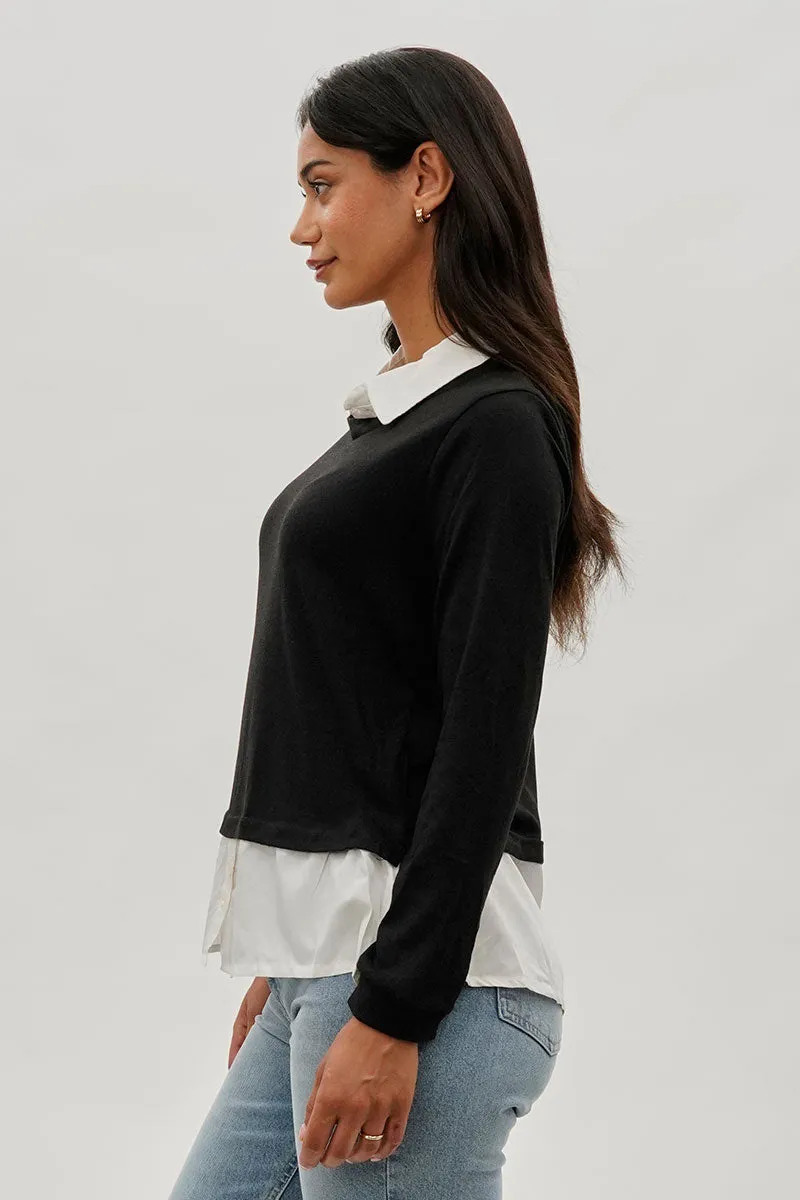 International INC Company Collared Pullover Sweater - Black sold by Fairweather product image thumbnail 2