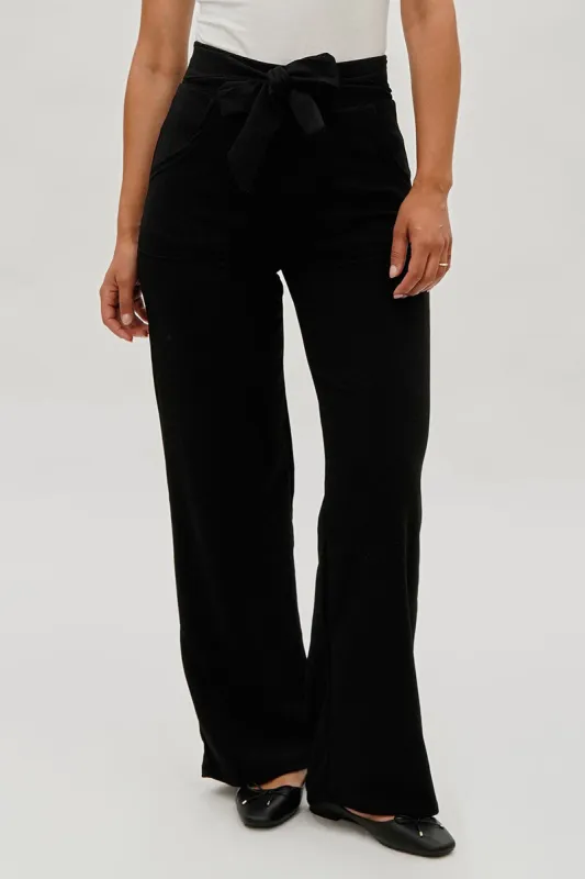 Majora Belted Wide Leg Pants - Black sold by Fairweather
