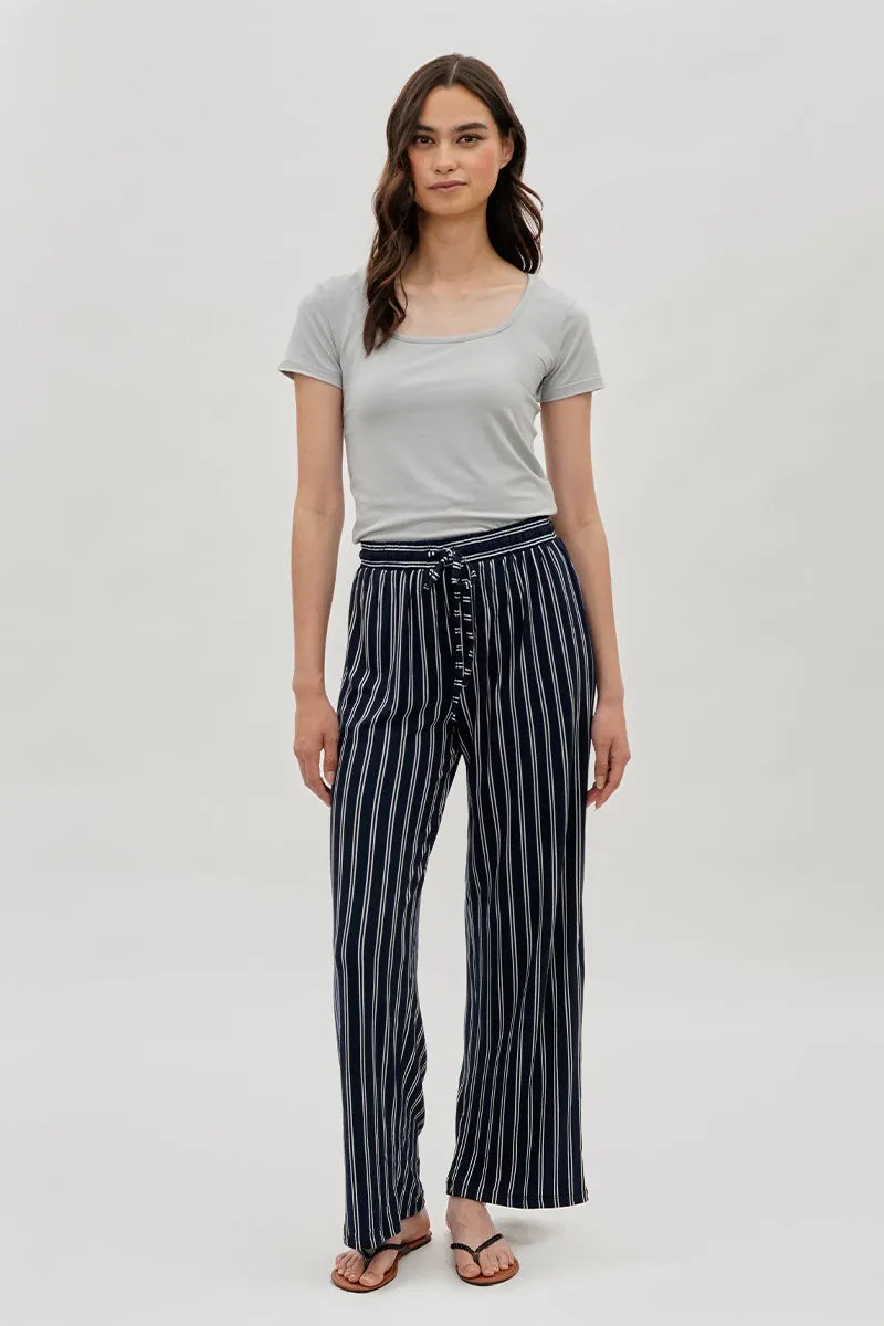 International INC Company Striped Wide Leg Pants - Navy sold by Fairweather product image thumbnail 5