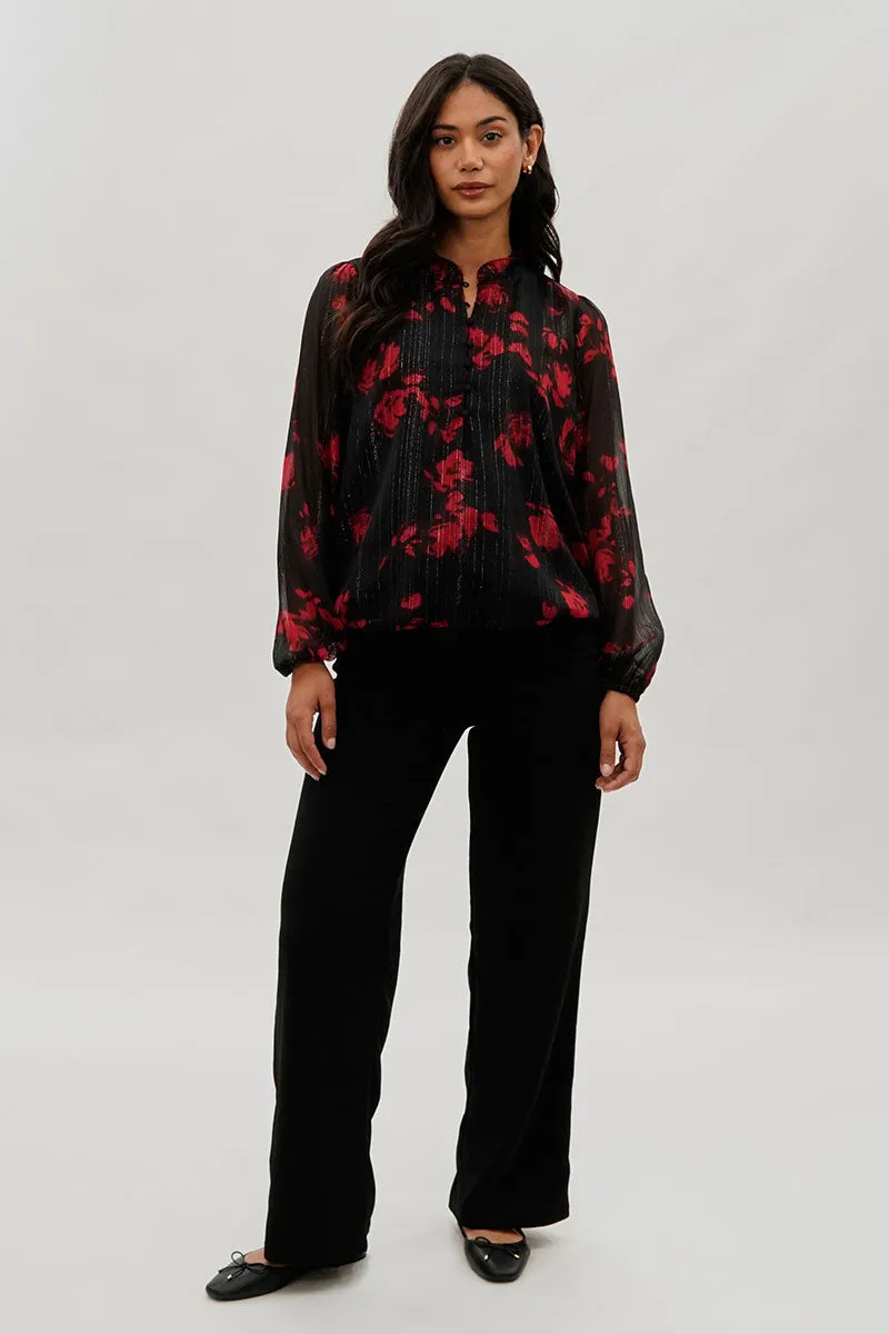 Costa Blanca Floral Sheer Sleeve Blouse - Black sold by Fairweather product image thumbnail 5