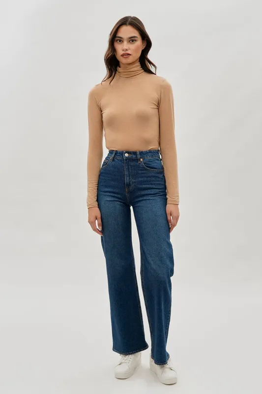 Magazine Cinched Side Turtleneck Long Sleeve Top - Cream sold by Fairweather