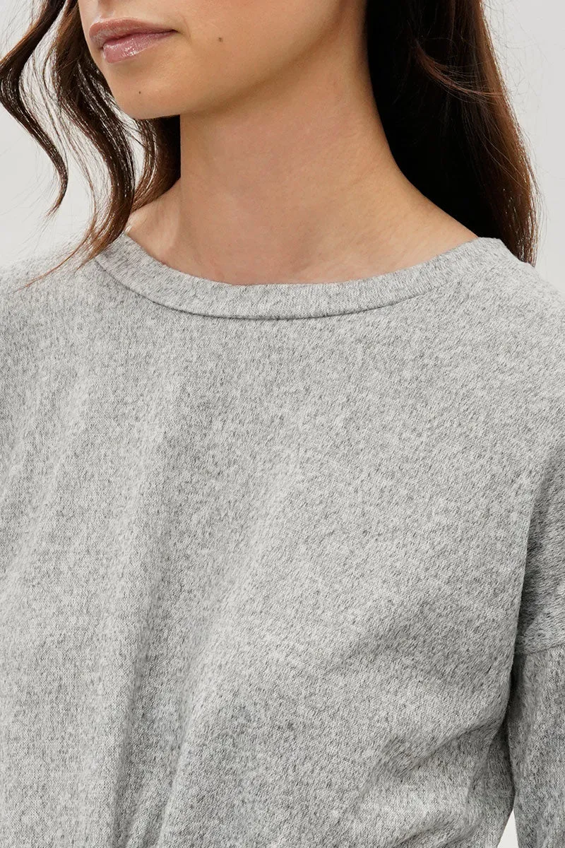 Fahrenheit Front Twist Drop Shoulder Long Sleeve Top - Grey sold by Fairweather product image thumbnail 4