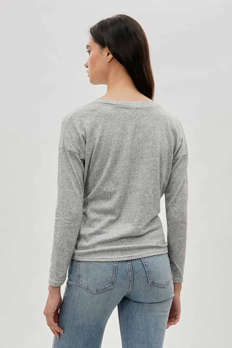 Fahrenheit Front Twist Drop Shoulder Long Sleeve Top - Grey sold by Fairweather product image thumbnail 3