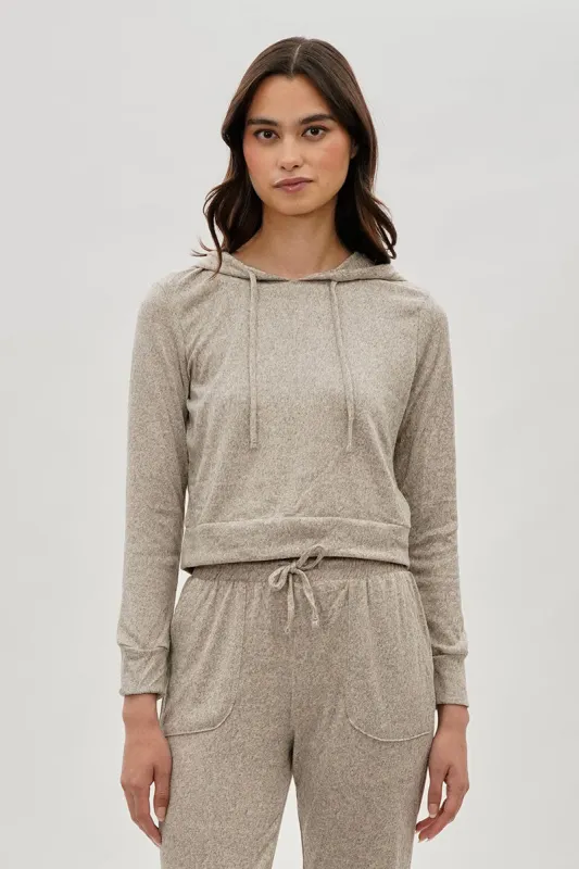 Fahrenheit Cropped Pullover Hoodie - Cream sold by Fairweather