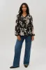 Beechers Brook Floral Tie-Neck Long Sleeve Blouse - Black sold by Fairweather