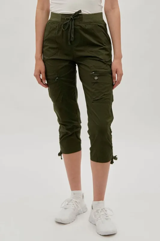 International INC Company Tie Waist Cargo Capris - Olive sold by Fairweather