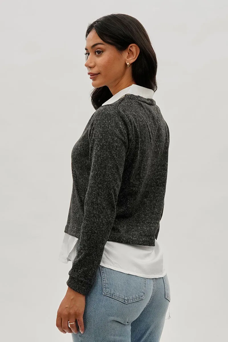 International INC Company Collared Pullover Sweater - Grey sold by Fairweather product image thumbnail 3