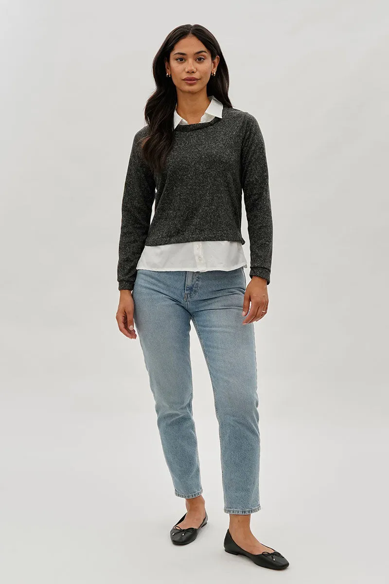 International INC Company Collared Pullover Sweater - Grey sold by Fairweather product image thumbnail 5