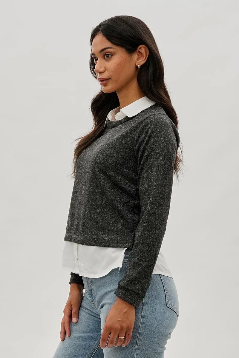 International INC Company Collared Pullover Sweater - Grey sold by Fairweather product image thumbnail 2