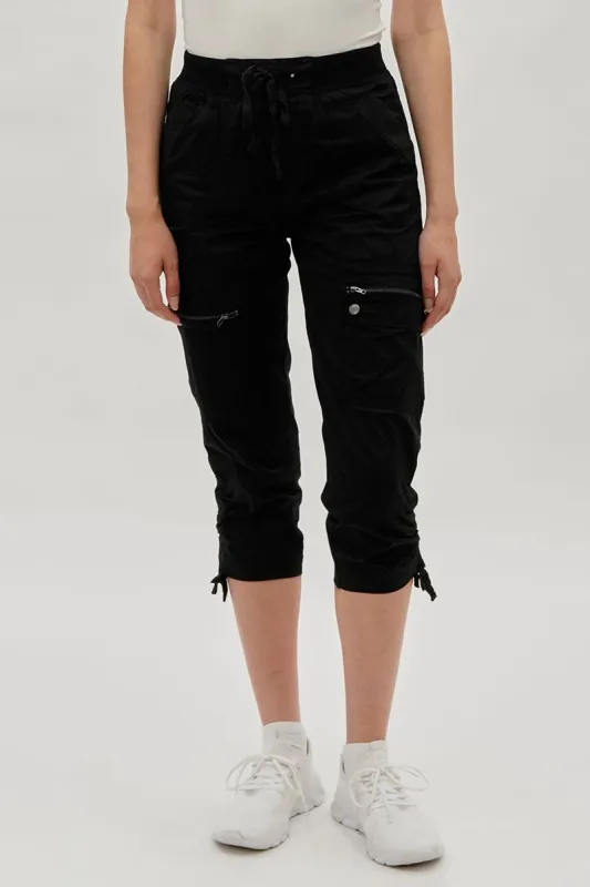International INC Company Tie Waist Cargo Capris - Black sold by Fairweather