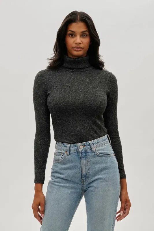 Magazine Ribbed Turtleneck Pullover Sweater - Black sold by Fairweather