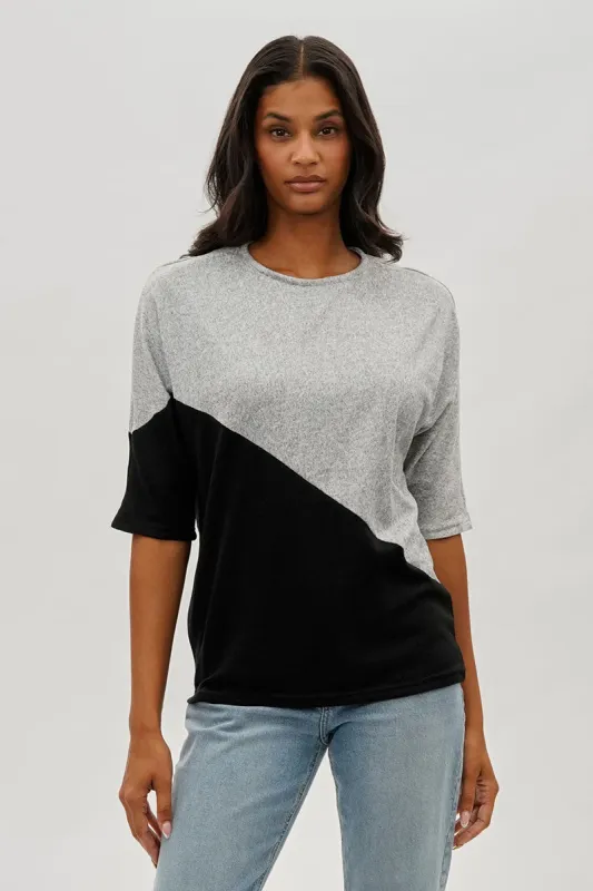 International INC Company Diagonal Colour Block Tee - Grey sold by Fairweather