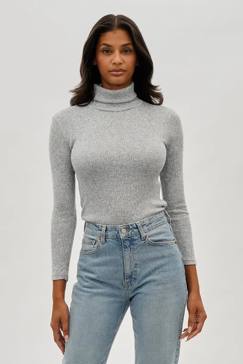 Magazine Ribbed Turtleneck Pullover Sweater - Grey sold by Fairweather