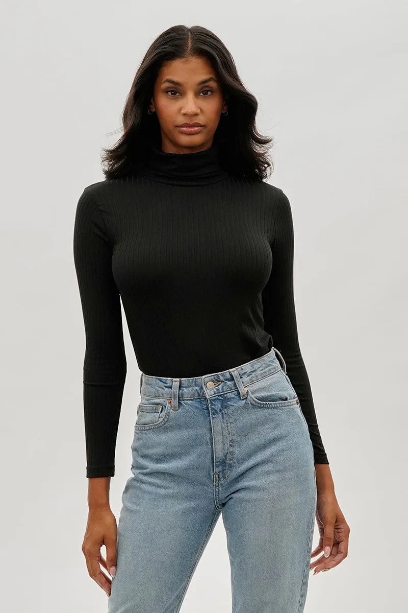 Majora Long Sleeve Turtleneck Pullover Sweater - Black sold by Fairweather