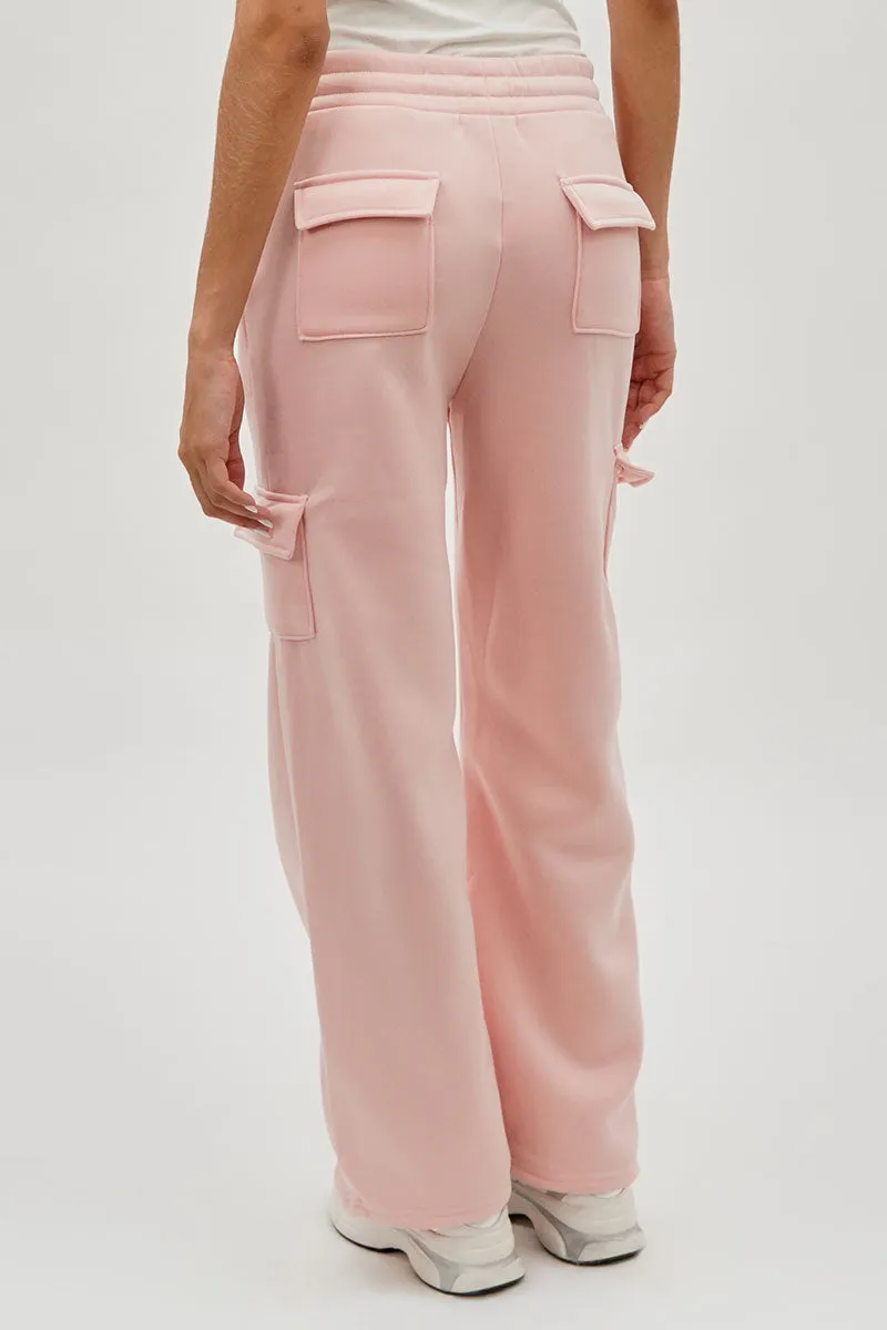 Fahrenheit Wide Leg Cargo Sweatpants - Blush sold by Fairweather product image thumbnail 3