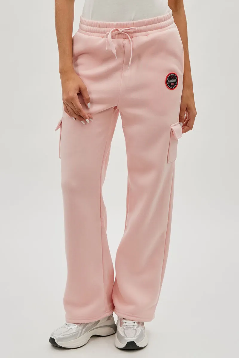Fahrenheit Wide Leg Cargo Sweatpants - Blush sold by Fairweather