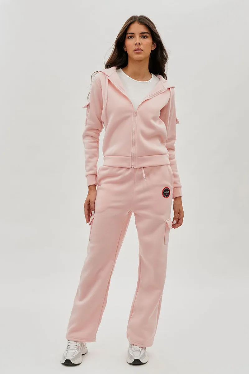 Fahrenheit Wide Leg Cargo Sweatpants - Blush sold by Fairweather product image thumbnail 5