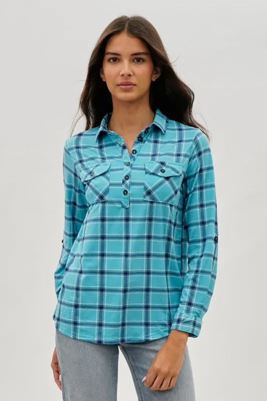 Urbanology Plaid Button Down Shirt - Blue sold by Fairweather