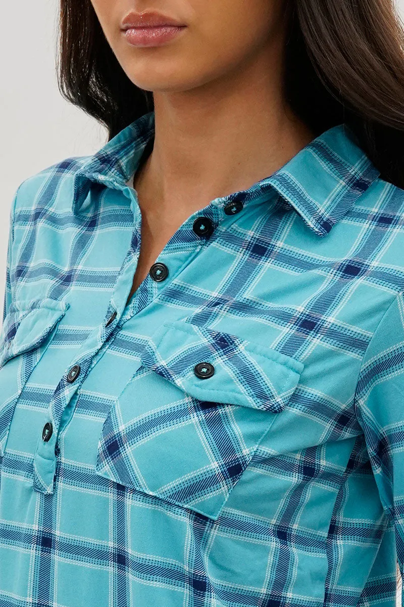 Urbanology Plaid Button Down Shirt - Blue sold by Fairweather product image thumbnail 4