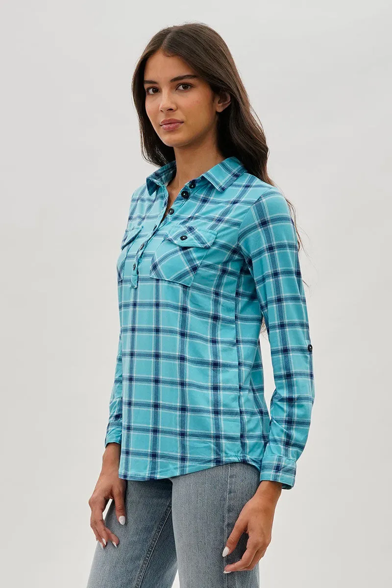 Urbanology Plaid Button Down Shirt - Blue sold by Fairweather product image thumbnail 2