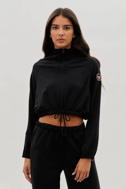 Fahrenheit Cropped Drawstring Lightweight Jacket - Black sold by Fairweather