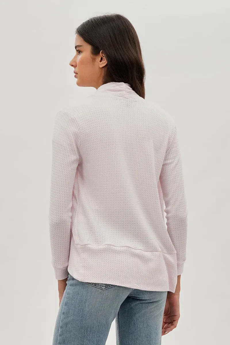Fahrenheit Waffle Knit 3/4 Sleeve Cardigan - Blush sold by Fairweather product image thumbnail 3