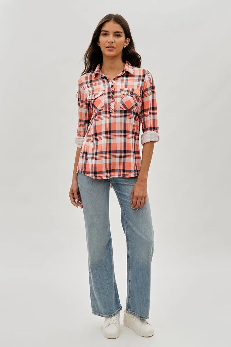 Urbanology Plaid Button Down Shirt - Pink sold by Fairweather product image thumbnail 5