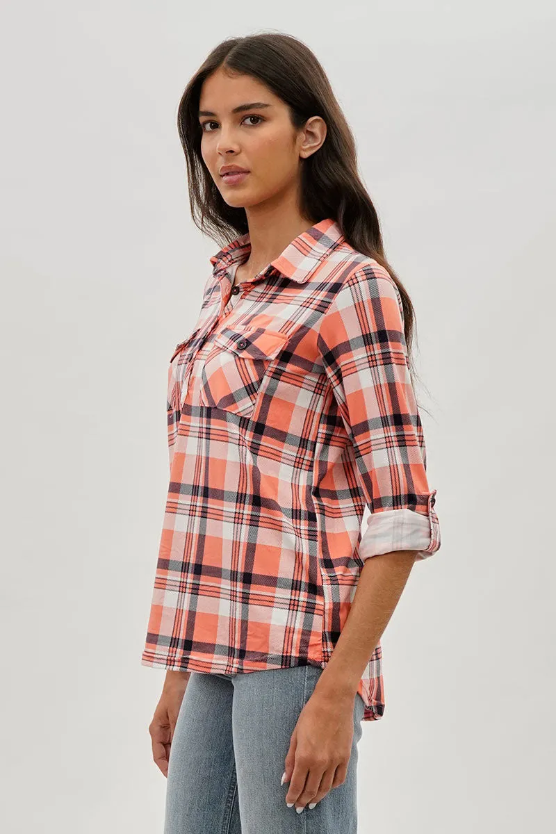 Urbanology Plaid Button Down Shirt - Pink sold by Fairweather product image thumbnail 2