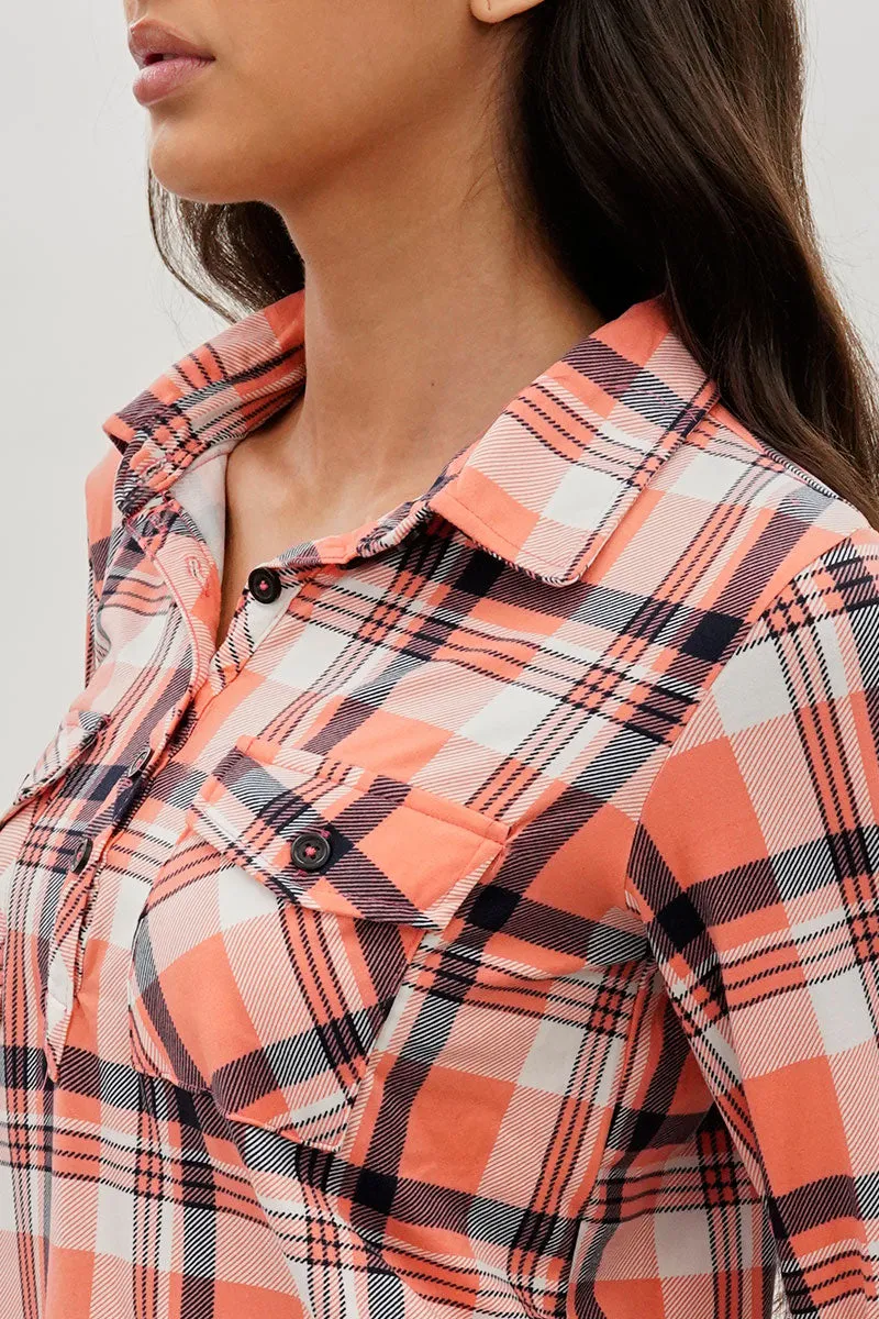 Urbanology Plaid Button Down Shirt - Pink sold by Fairweather product image thumbnail 4