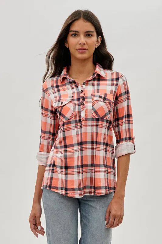 Urbanology Plaid Button Down Shirt - Pink sold by Fairweather