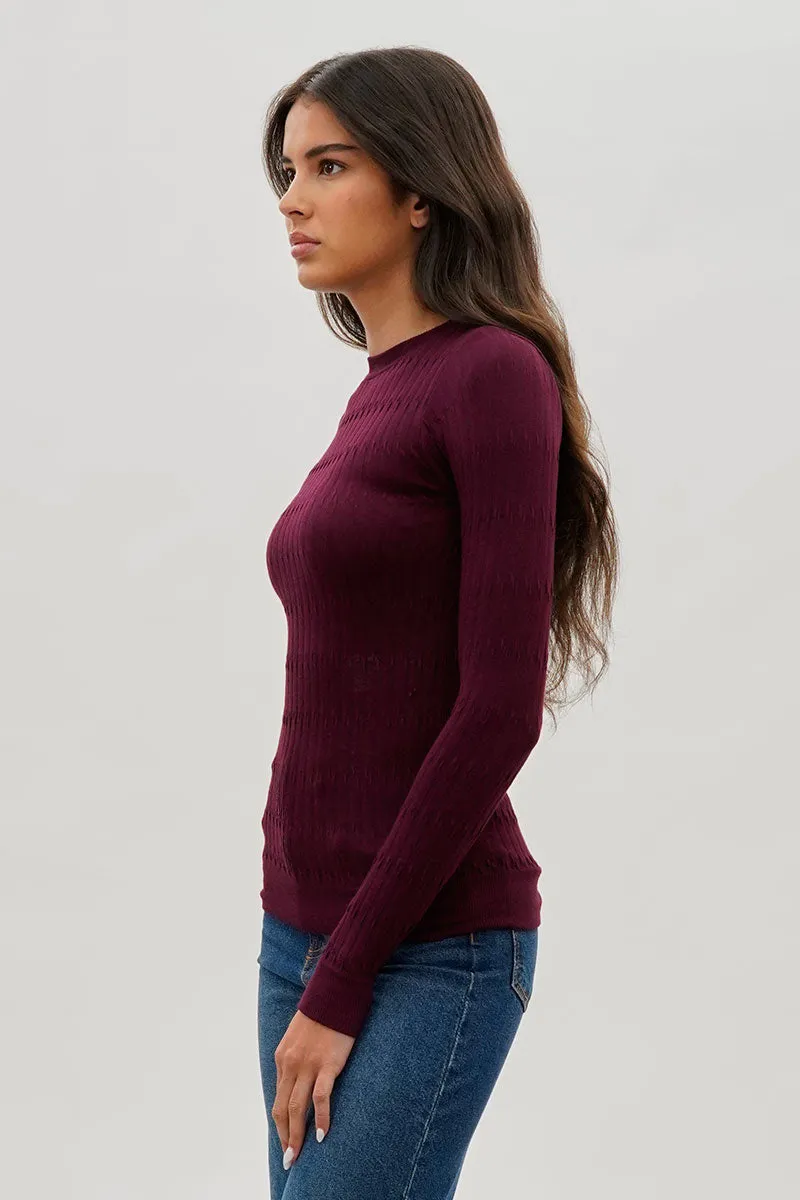 International INC Company Ribbed Crewneck Long Sleeve Top - Purple sold by Fairweather product image thumbnail 2