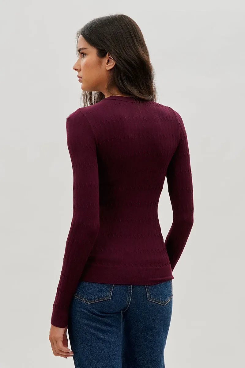 International INC Company Ribbed Crewneck Long Sleeve Top - Purple sold by Fairweather product image thumbnail 3