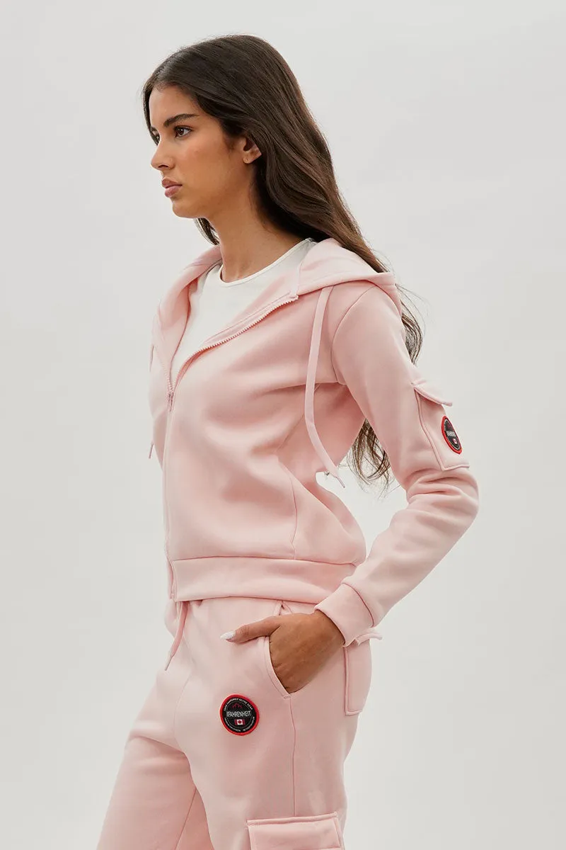 Utility Pocket Zip Up Hoodie - Blush sold by Fairweather product image thumbnail 2