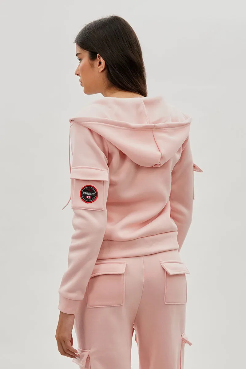 Utility Pocket Zip Up Hoodie - Blush sold by Fairweather product image thumbnail 3