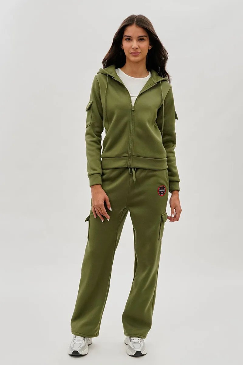 Fahrenheit Wide Leg Cargo Sweatpants - Olive sold by Fairweather product image thumbnail 5