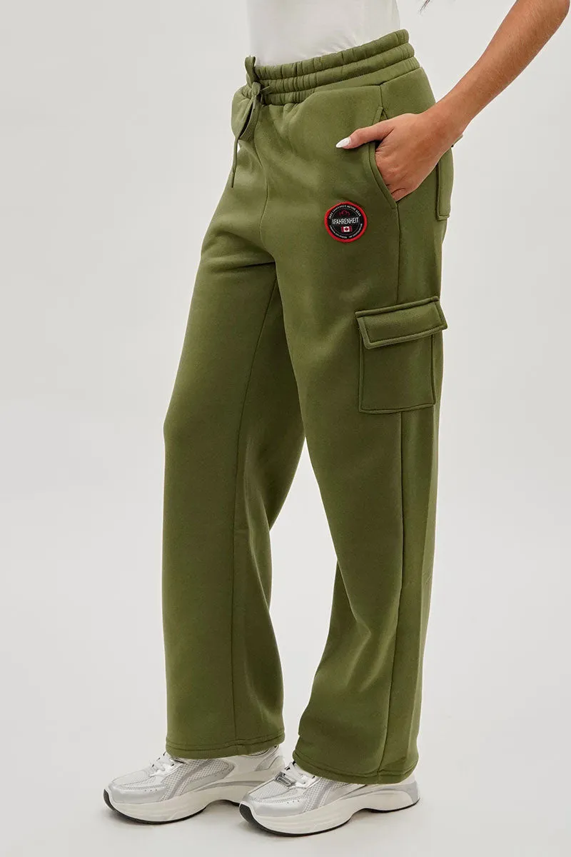 Fahrenheit Wide Leg Cargo Sweatpants - Olive sold by Fairweather product image thumbnail 2