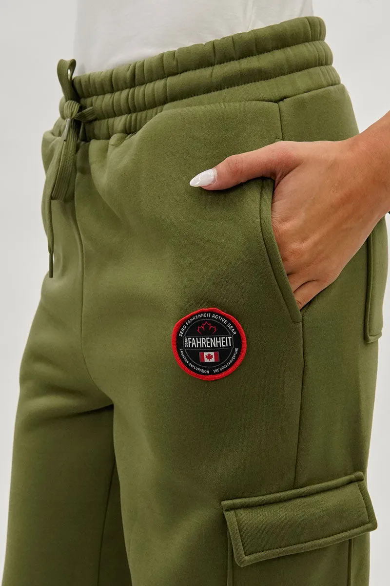 Fahrenheit Wide Leg Cargo Sweatpants - Olive sold by Fairweather product image thumbnail 4