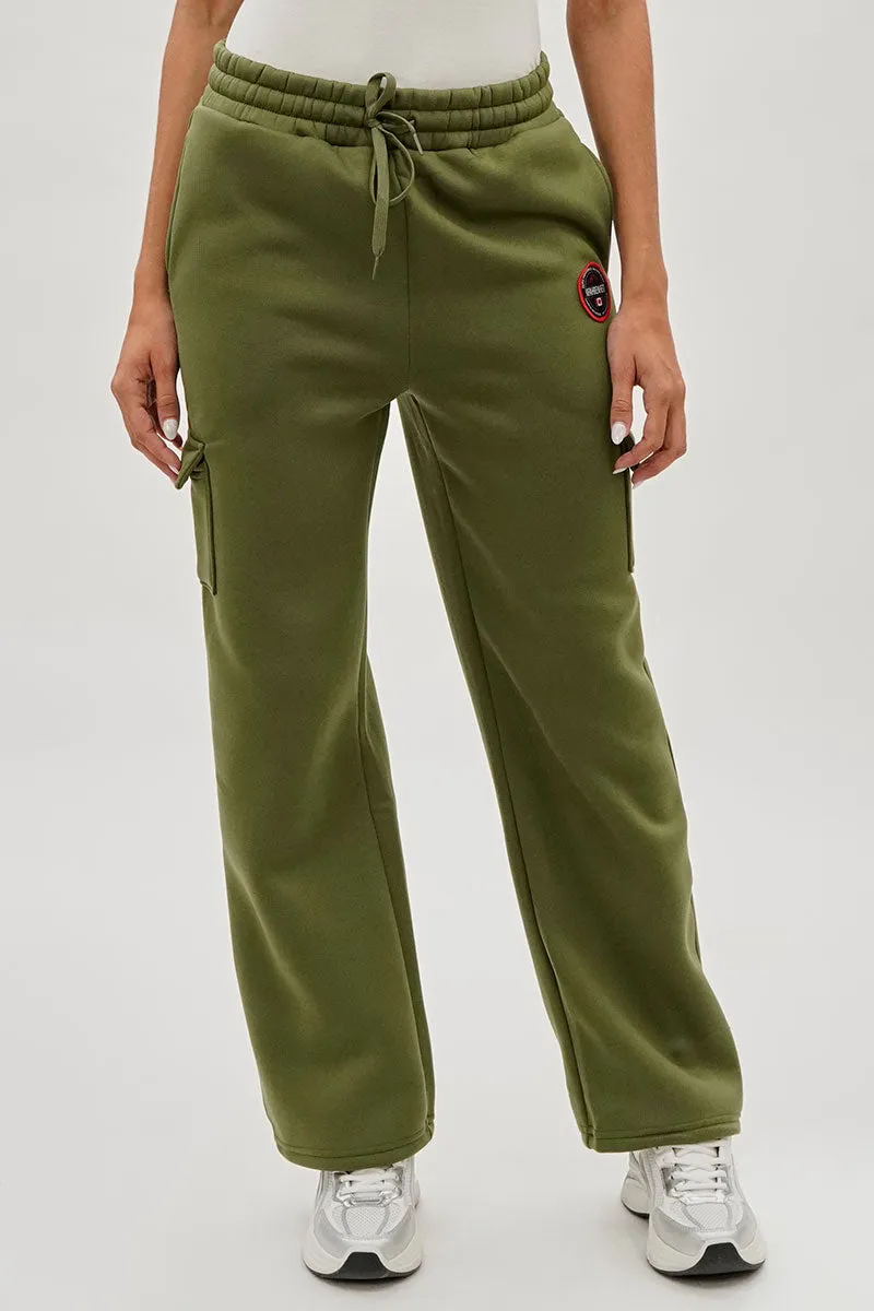 Fahrenheit Wide Leg Cargo Sweatpants - Olive sold by Fairweather