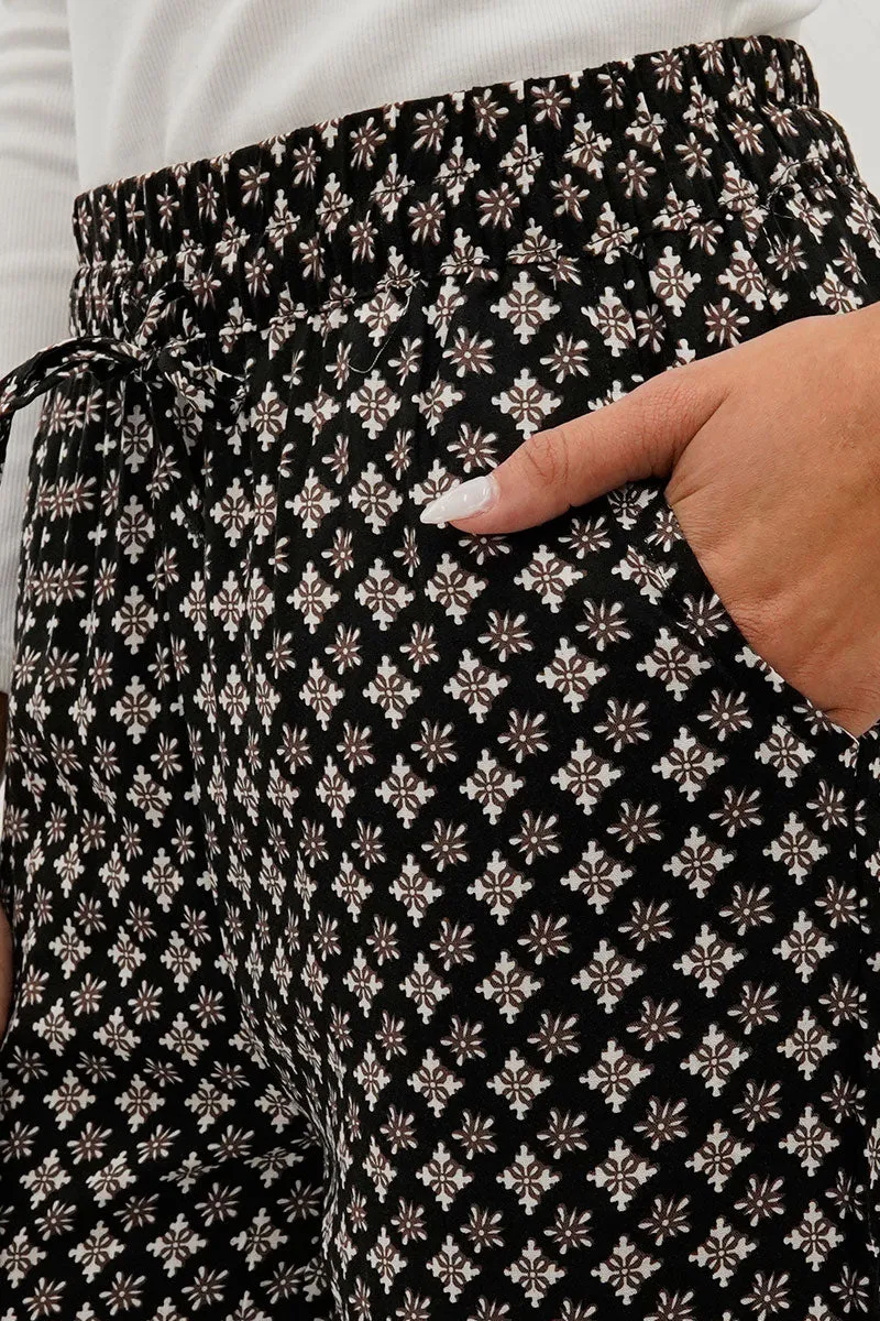 Lattice Print Wide Leg Pants - Black sold by Fairweather product image thumbnail 4