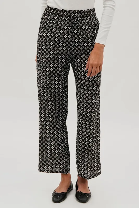 International INC Company Lattice Print Wide Leg Pants - Black sold by Fairweather
