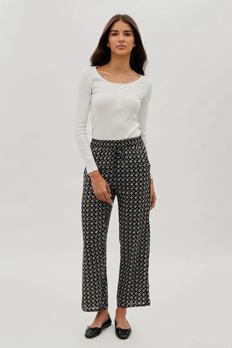 Lattice Print Wide Leg Pants - Black sold by Fairweather product image thumbnail 5