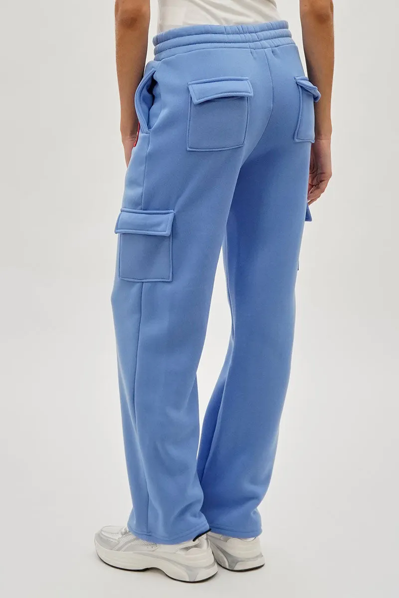 Fahrenheit Wide Leg Cargo Sweatpants - Blue sold by Fairweather product image thumbnail 3