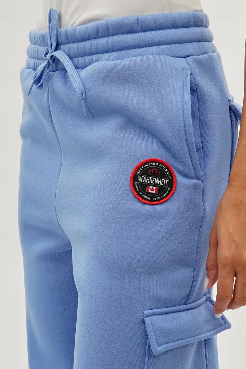 Fahrenheit Wide Leg Cargo Sweatpants - Blue sold by Fairweather product image thumbnail 4