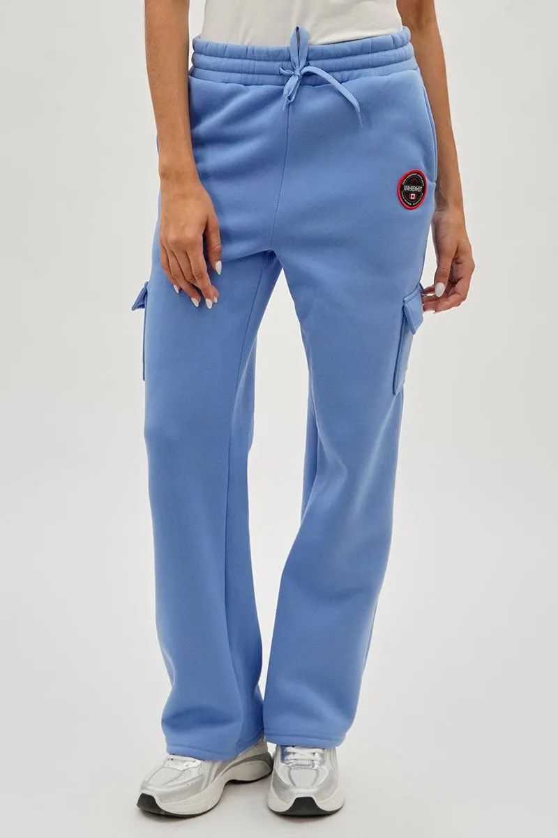 Fahrenheit Wide Leg Cargo Sweatpants - Blue sold by Fairweather