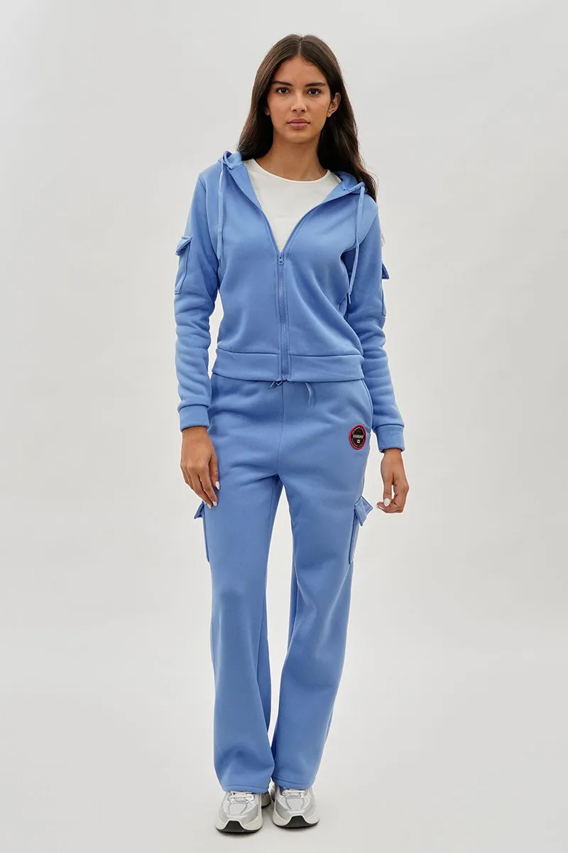 Fahrenheit Wide Leg Cargo Sweatpants - Blue sold by Fairweather product image thumbnail 5