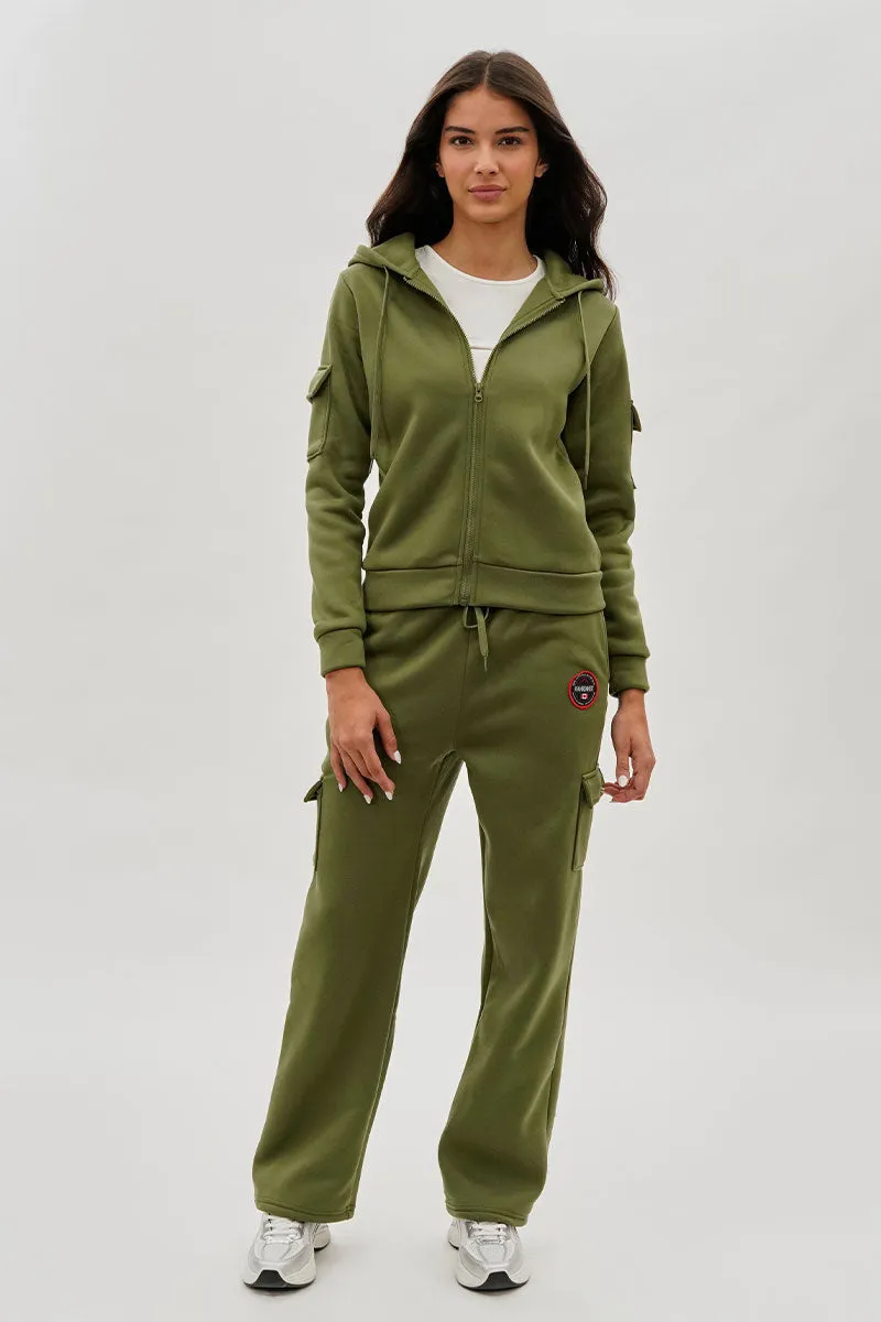 Utility Pocket Zip Up Hoodie - Olive sold by Fairweather product image thumbnail 5