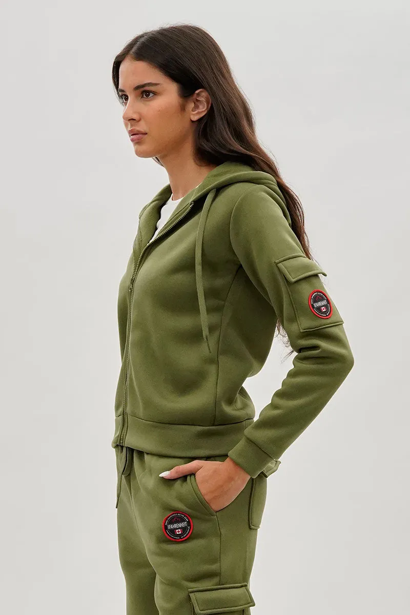 Utility Pocket Zip Up Hoodie - Olive sold by Fairweather product image thumbnail 2