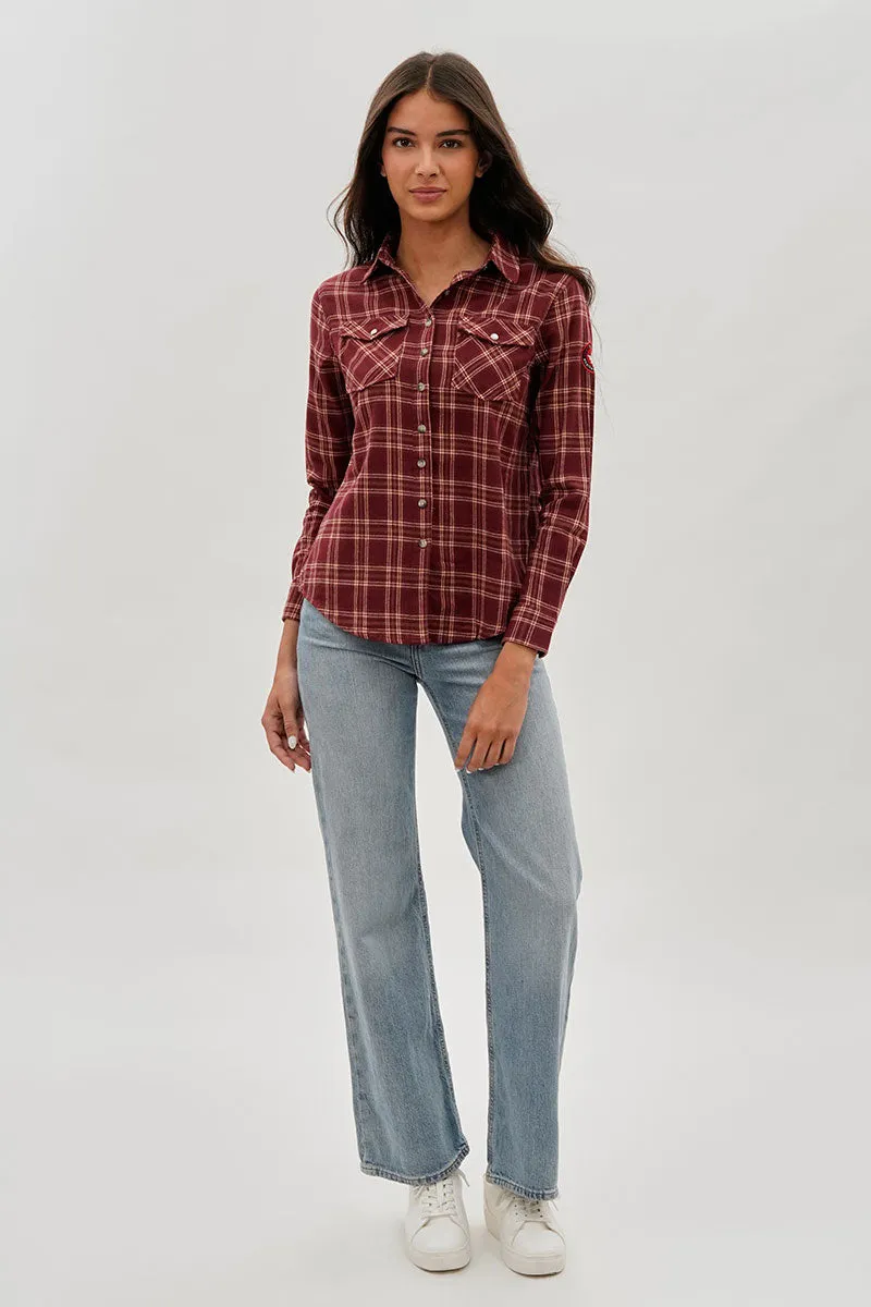 Canada Weather Gear Plaid Button Up Shirt - Burgundy sold by Fairweather product image thumbnail 5