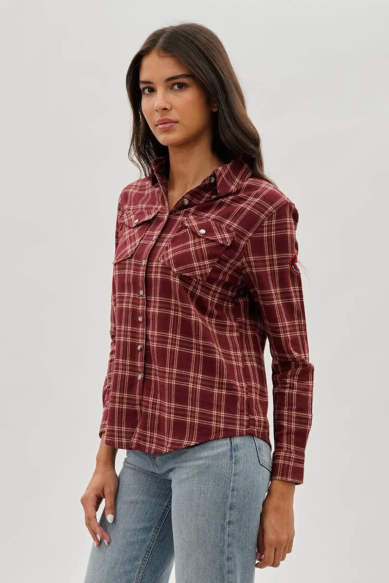Canada Weather Gear Plaid Button Up Shirt - Burgundy sold by Fairweather product image thumbnail 2