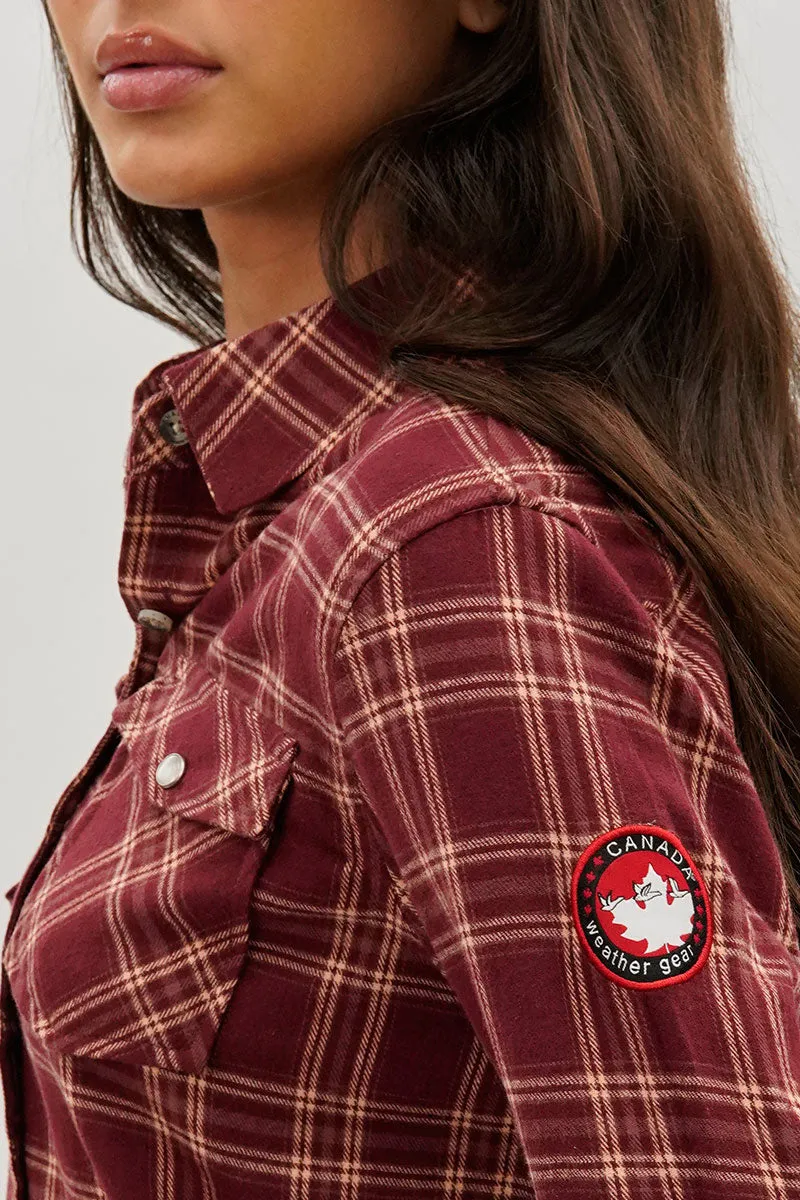 Canada Weather Gear Plaid Button Up Shirt - Burgundy sold by Fairweather product image thumbnail 4